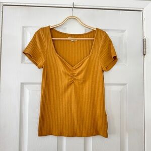 Madewell Ribbed Knit Sweater in Tan